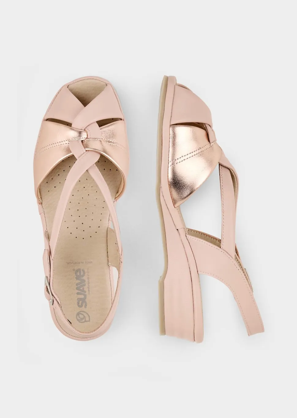 Klassische Leder-Sandalen mit Glanz-Details