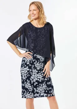 Kleid aus eleganter Spitze mit Chiffonüberwurf
