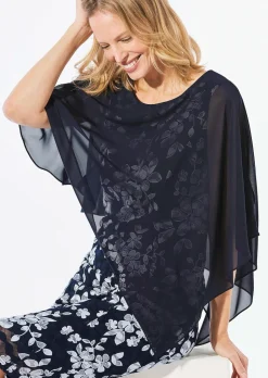 Kleid aus eleganter Spitze mit Chiffonüberwurf