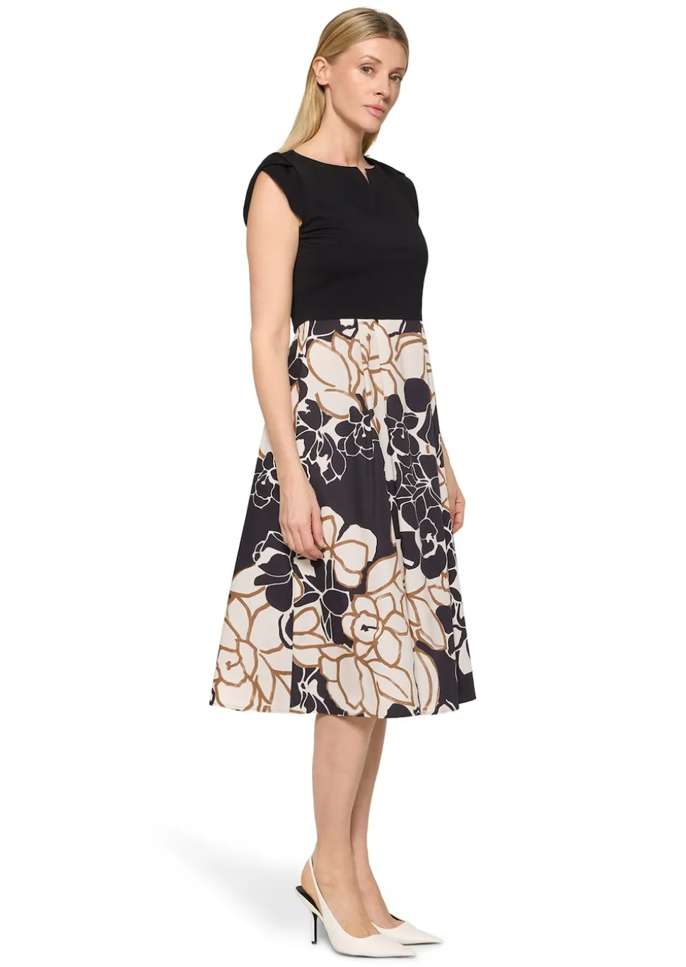 Kleid aus Jersey-Oberteil und Webrock