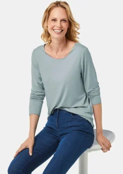 Kombistarkes Langarmshirt mit tonaler Zierkante