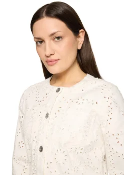 Kurzjacke mit floraler Lochstickerei