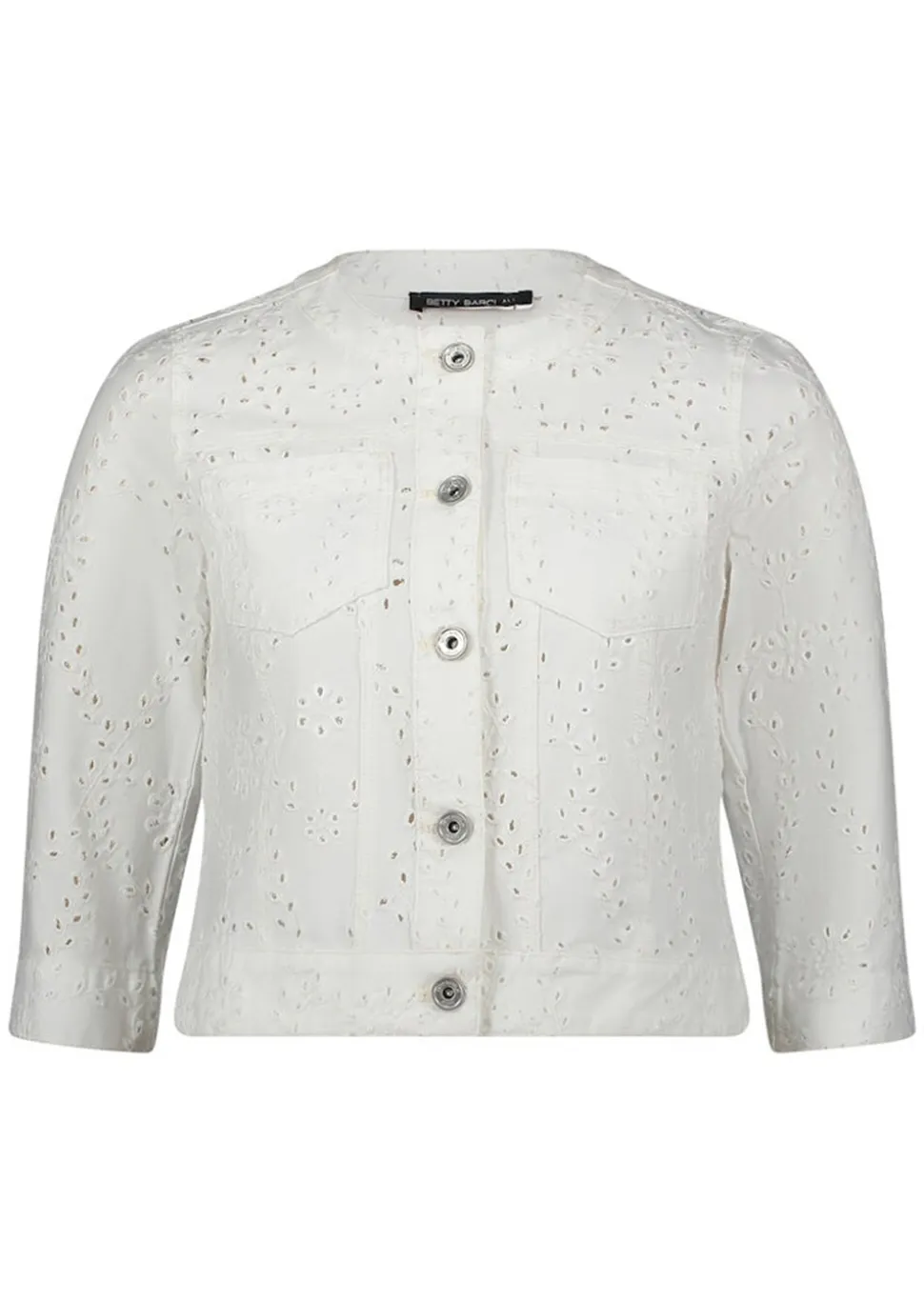 Kurzjacke mit floraler Lochstickerei
