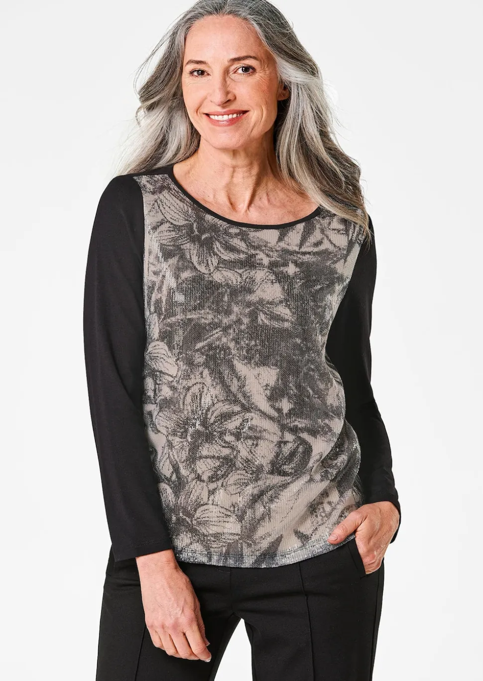 Langarmshirt mit Pailletten