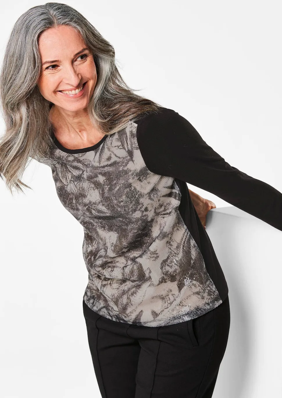 Langarmshirt mit Pailletten