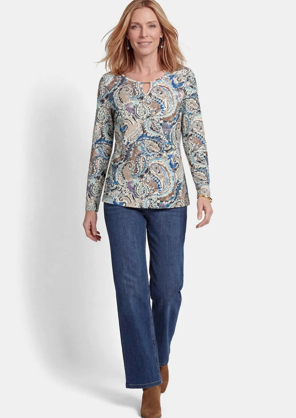 Langarmshirt mit Paisley Muster