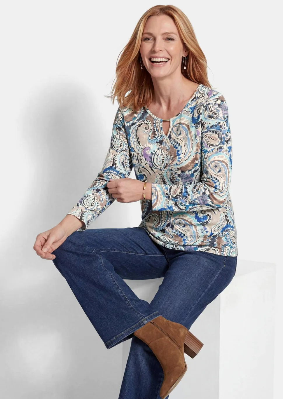 Langarmshirt mit Paisley Muster