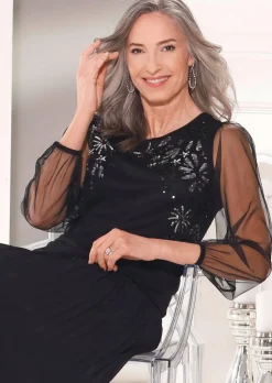 Langarmshirt mit transparenten Ärmeln