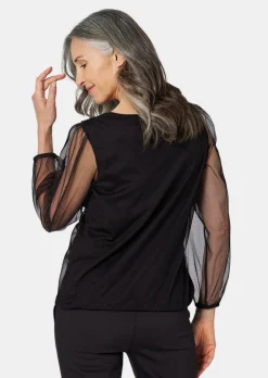 Langarmshirt mit transparenten Ärmeln