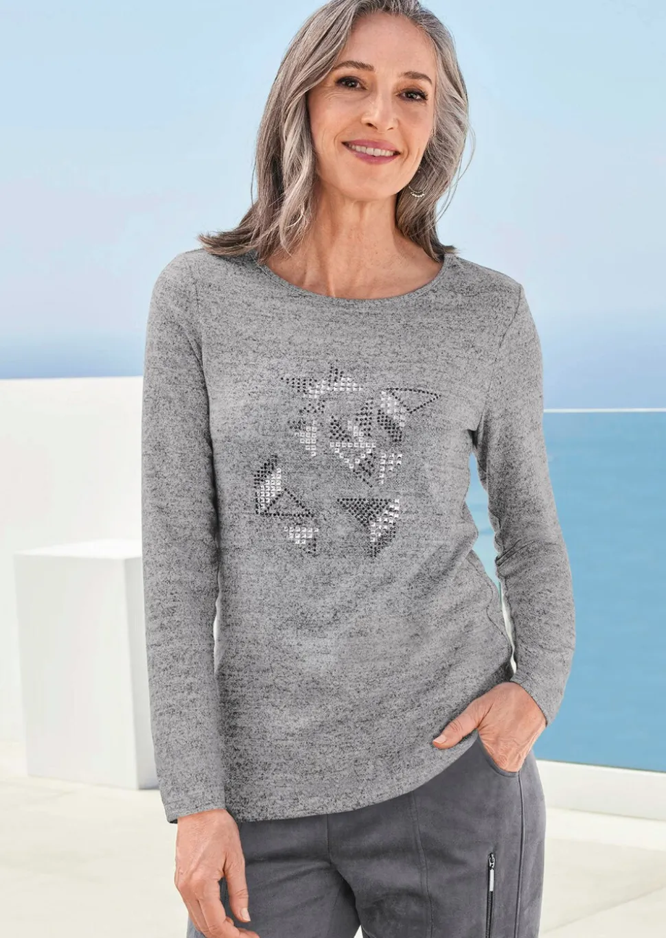 Langarmshirt mit U-Boot-Ausschnitt