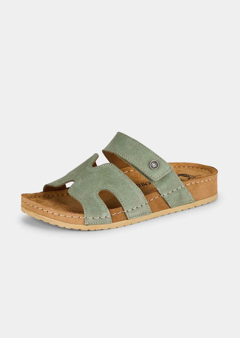 Leder-Pantoletten mit Klettverschluss