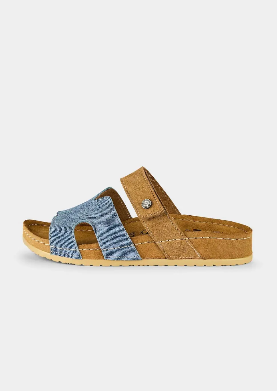 Leder-Pantoletten mit Klettverschluss