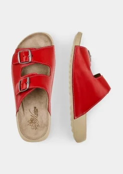 Leder-Pantoletten mit Metallschließen