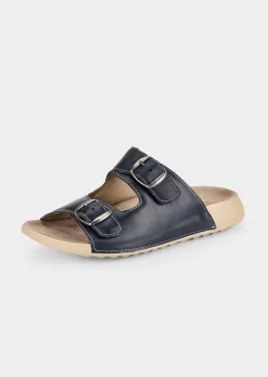 Leder-Pantoletten mit Metallschließen