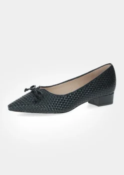 Leder-Pumps in Flechtoptik mit Blockabsatz