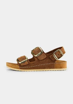 Leder-Sandalen mit goldfarbenen Schnallen