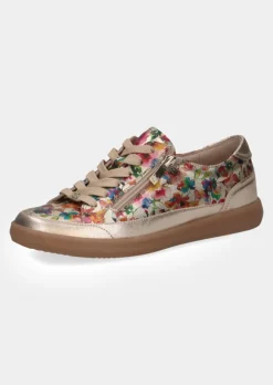 Leder-Sneaker mit Blumenprint