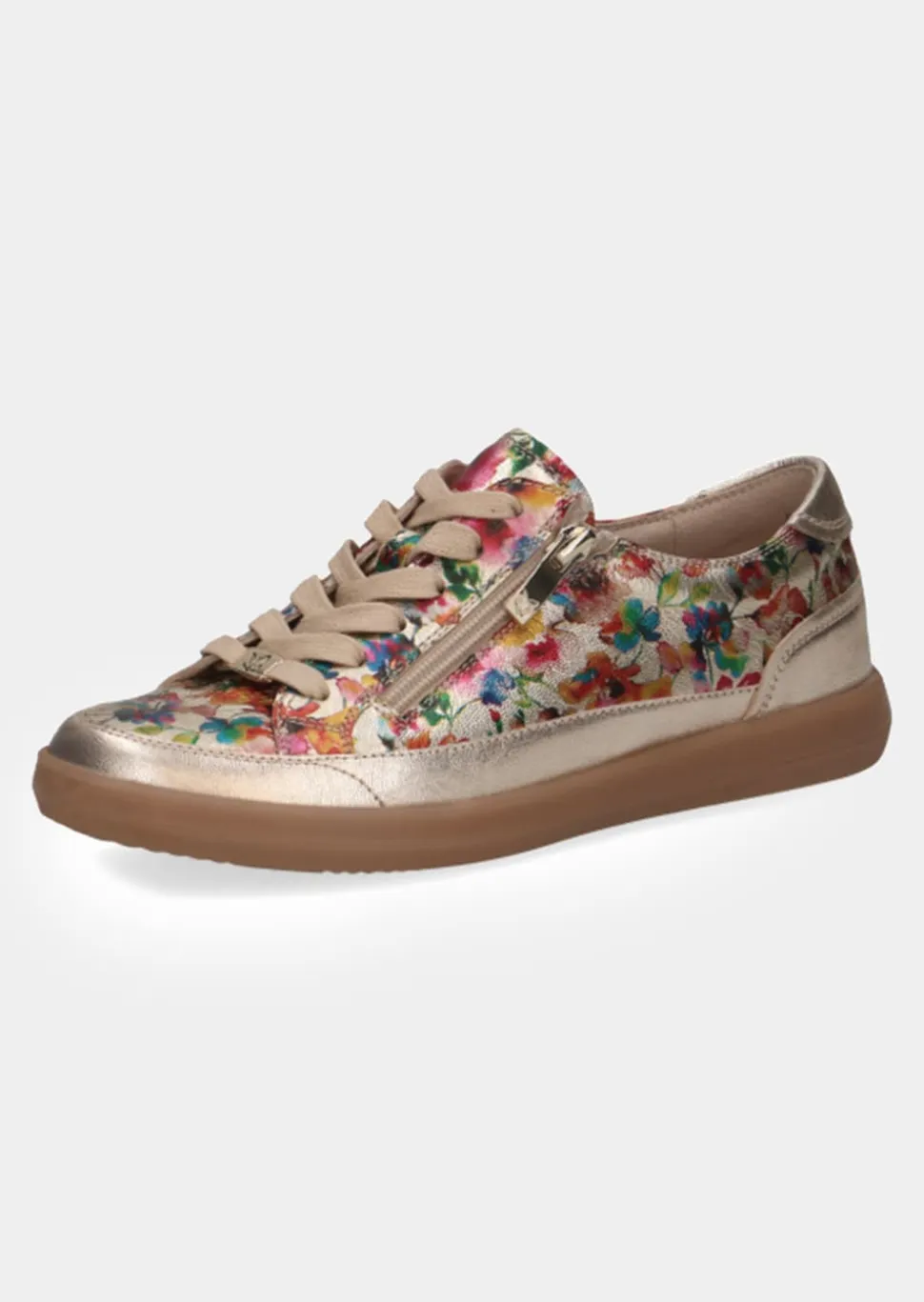 Leder-Sneaker mit Blumenprint
