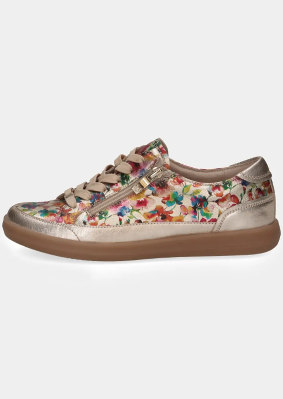 Leder-Sneaker mit Blumenprint
