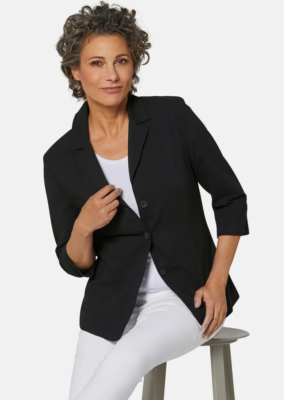Leichte Blusenjacke in Seersucker-Qualität