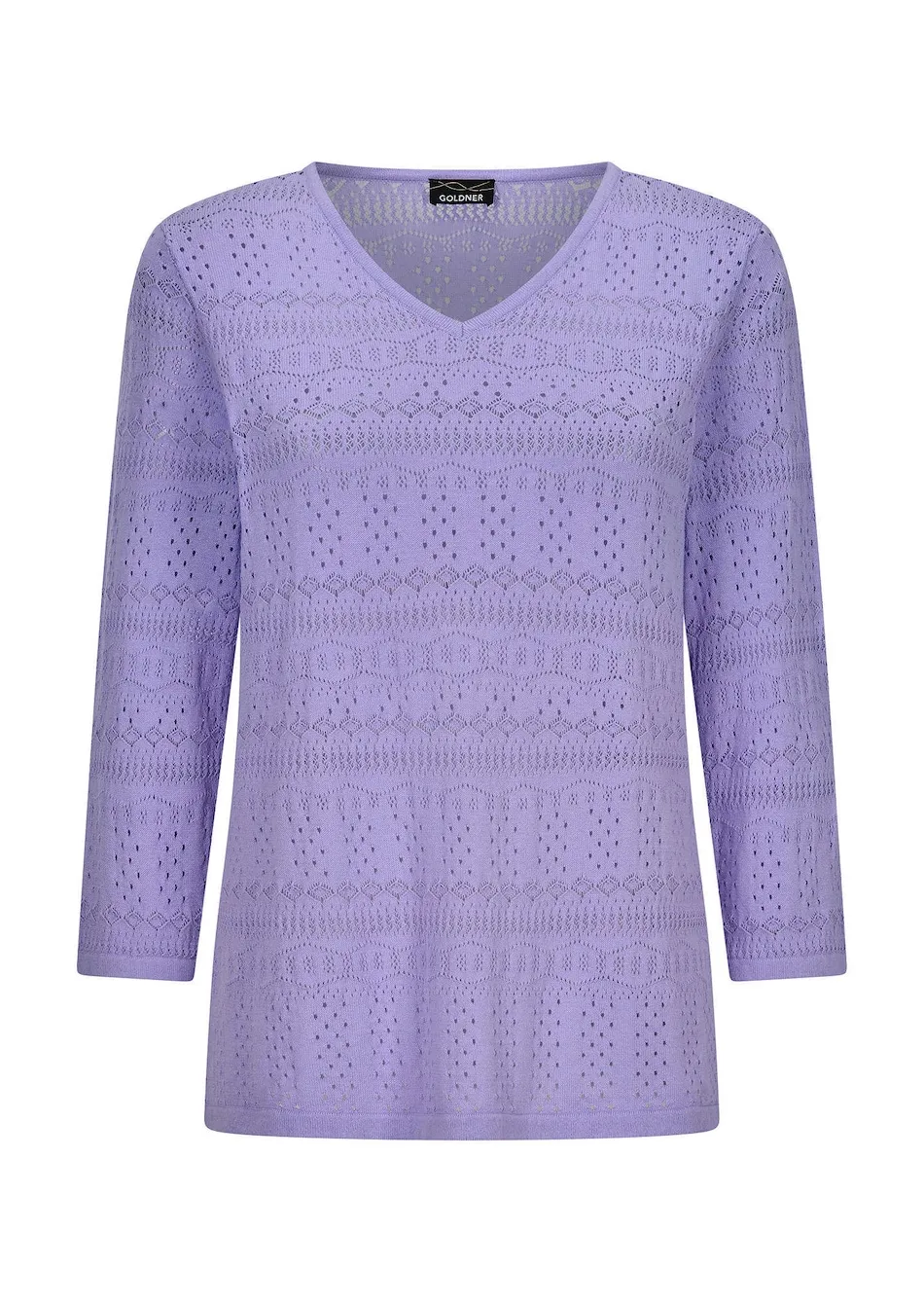 Leichter Strickpullover mit Ajourmuster
