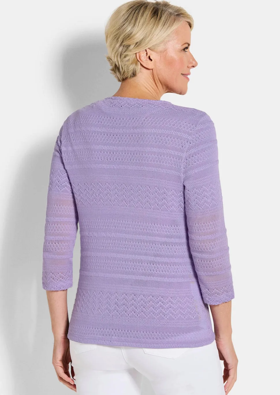 Leichte Shirtjacke in Ajourstrick-Optik