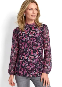 Leichtes Mesh-Shirt mit Stehkragen