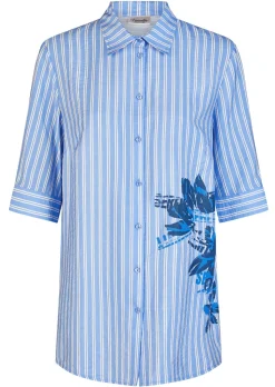 Längere Hemdbluse mit maritimen Streifen