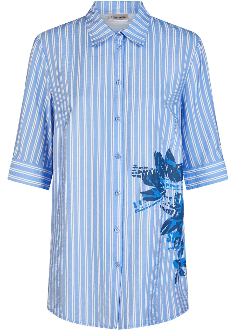 Längere Hemdbluse mit maritimen Streifen
