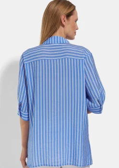Längere Hemdbluse mit maritimen Streifen
