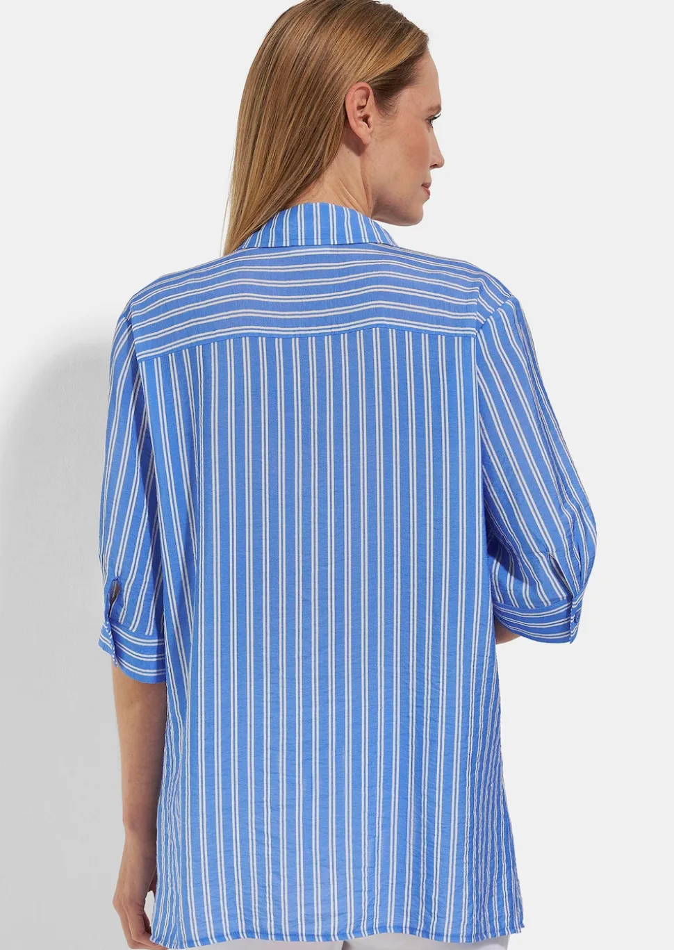 Längere Hemdbluse mit maritimen Streifen
