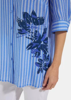 Längere Hemdbluse mit maritimen Streifen