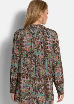 Länger geschnittene Bluse aus reiner Viskose