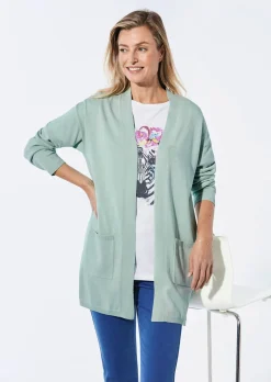 Longstrickjacke mit aufgesetzten Taschen