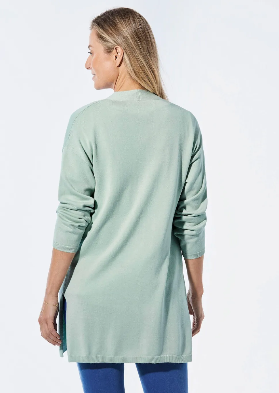 Longstrickjacke mit aufgesetzten Taschen