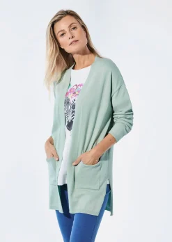 Longstrickjacke mit aufgesetzten Taschen
