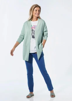 Longstrickjacke mit aufgesetzten Taschen
