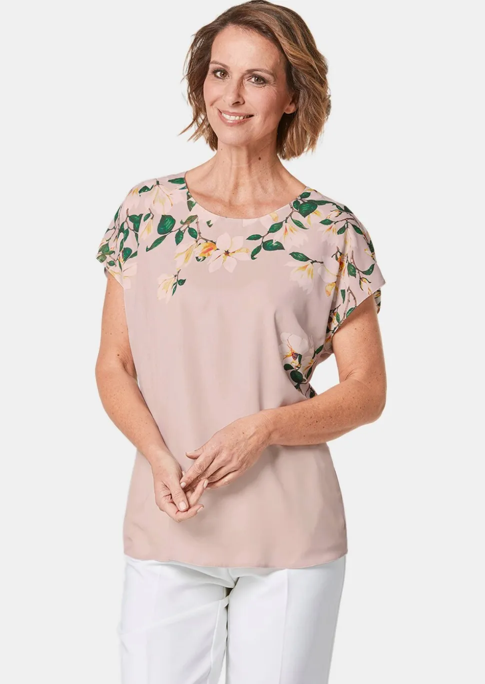 Luftige Chiffonbluse mit floralem Druck