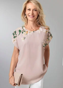 Luftige Chiffonbluse mit floralem Druck