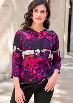 Luxuriöse Satin-Bluse mit 3/4-Ärmel