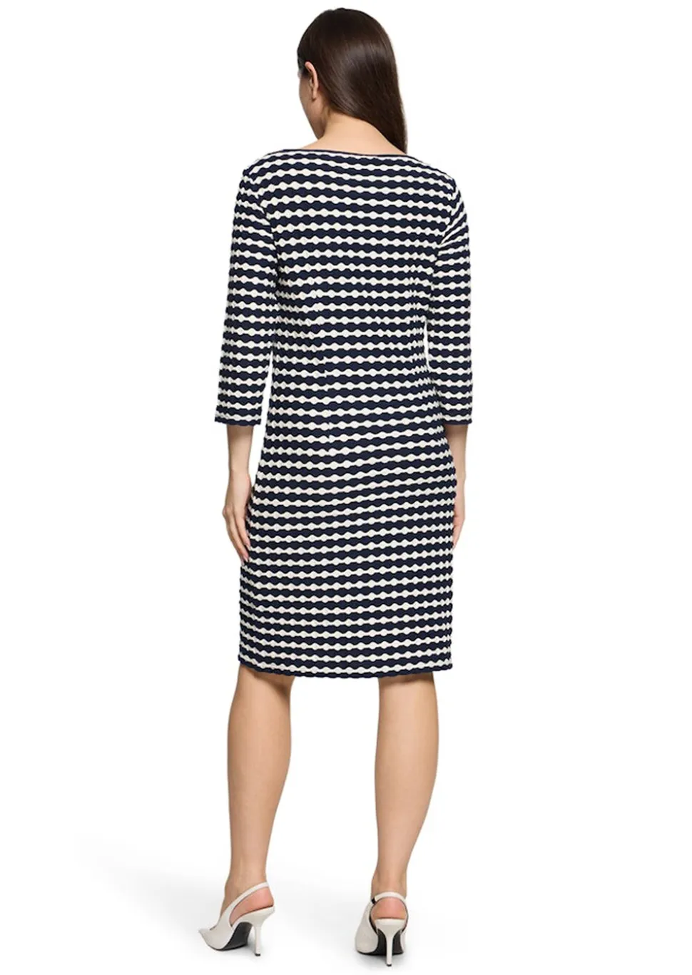 Maritimes Jerseykleid mit 3D-Struktur