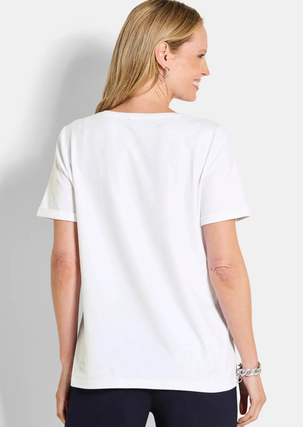 Maritimes Jersey-Shirt mit Glanzdetails