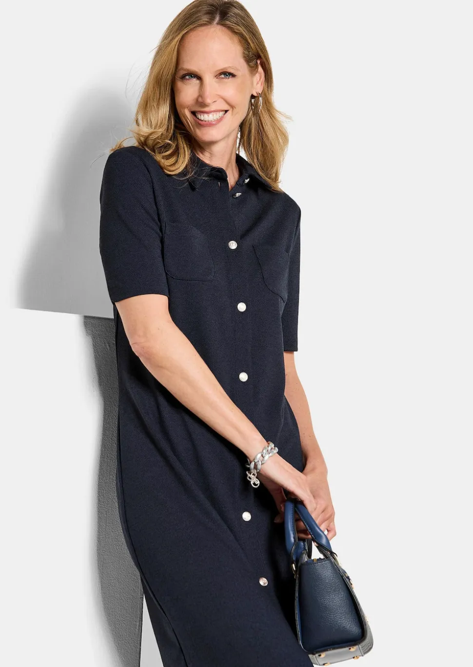 Maritimes Kleid aus Interlock Jersey