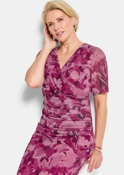 Mesh-Kleid in Wickeloptik