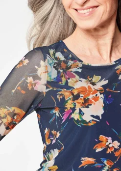 Mesh-Shirt im floralem Druck