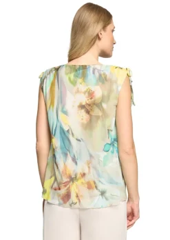Mesh-Shirt mit geraffter Schulternaht
