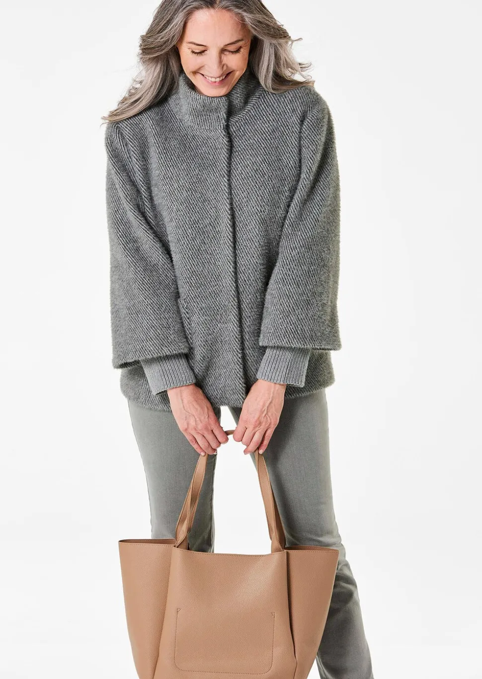 Modische Jacke mit Strickbündchen