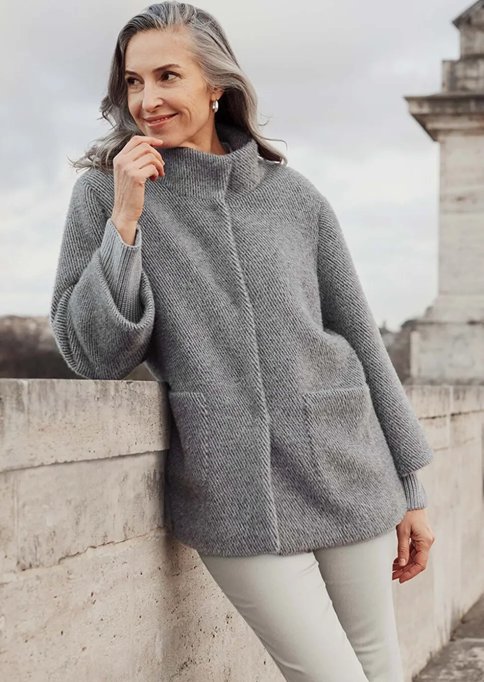 Modische Jacke mit Strickbündchen