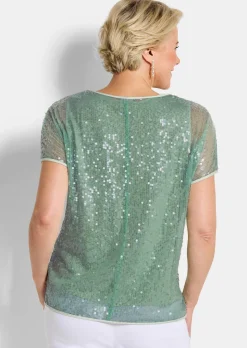 Paillettenbluse mit Top aus Viskose-Satin