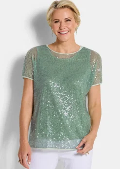 Paillettenbluse mit Top aus Viskose-Satin